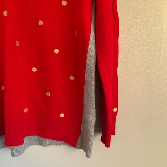 JCrew Red & Gold Women’s Sweater V-neck LP - Picture 13 of 16